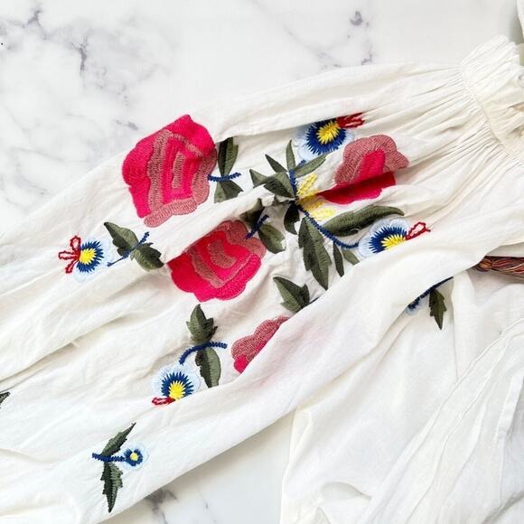 French Connection Edessa Cotton Folk Embroidered Smock Dress Size 2 NWT $228 - Picture 11 of 14